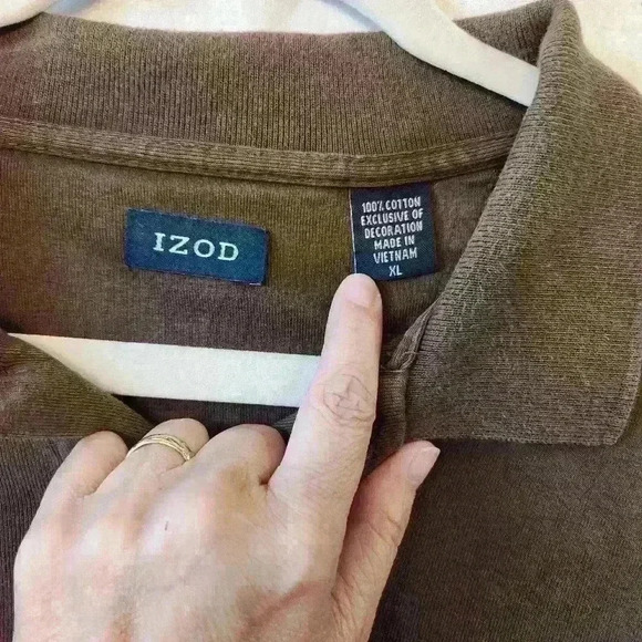 Izod mens long sleeve 1/4 button down sweater with collar size XL color brown - Picture 4 of 4